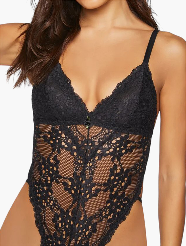 MyRunway | Shop Forever 21 Black Floral Lace Open-Back Lingerie